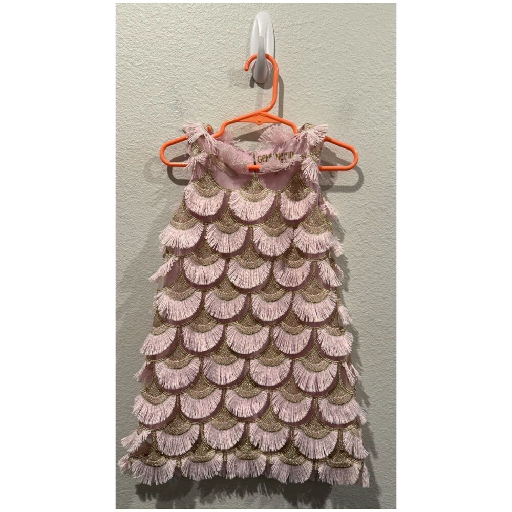 OSHKOSH Scalloped Fringe Flapper-Style Pink and Gold Dress - Picture 4 of 4